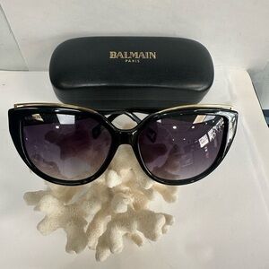Balmain Black and Gold Cat-Eye Sunglasses